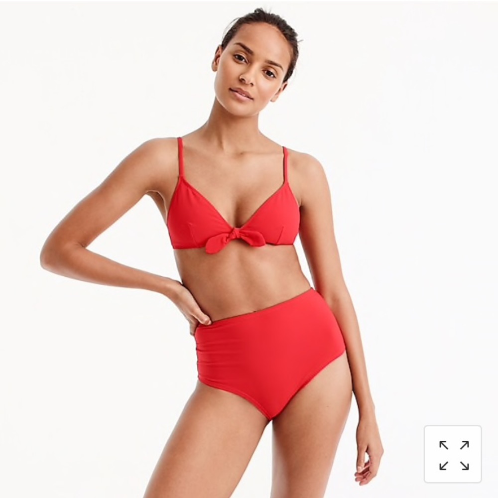 J.CREW TIE-FRONT BIKINI TOP IN PIQUÉ NYLON